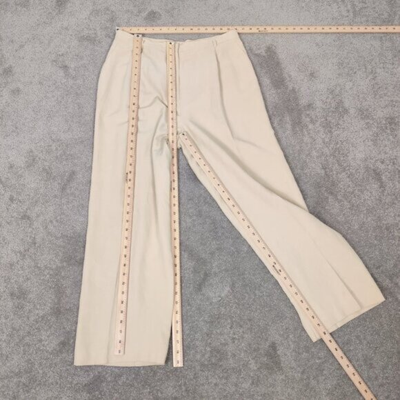Jones New York Women's Pants Size 14 Beige Silk Linen Business Casual Creased - Picture 6 of 10